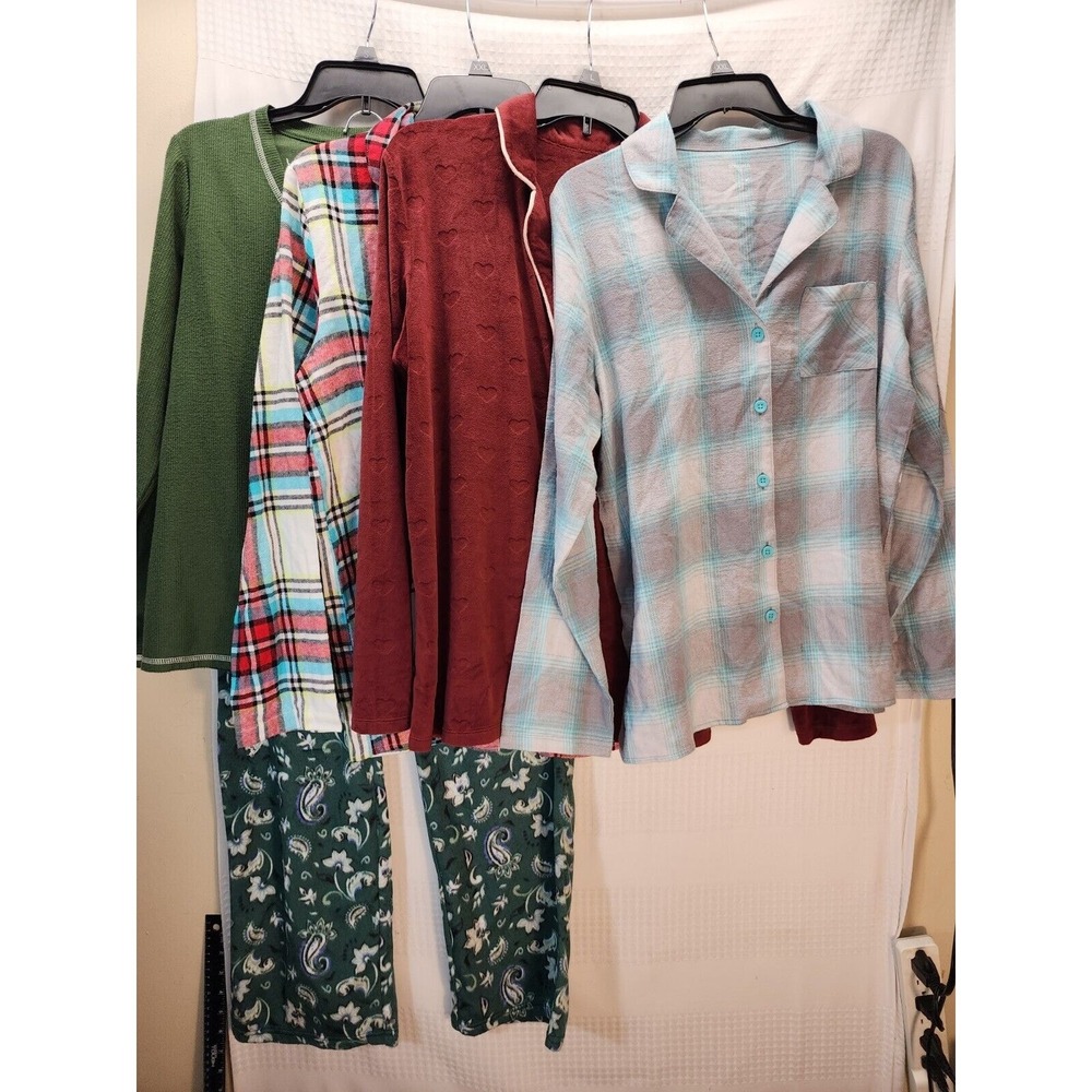 Sonoma Croft & Barrow Pajama Bundle Womens Medium Fleece Plaid Waffle Knit 6pc